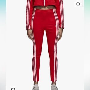 High waisted adidas track pants